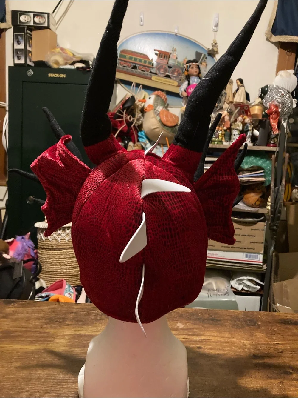 Red and Black Dragon Horn cosplay hat